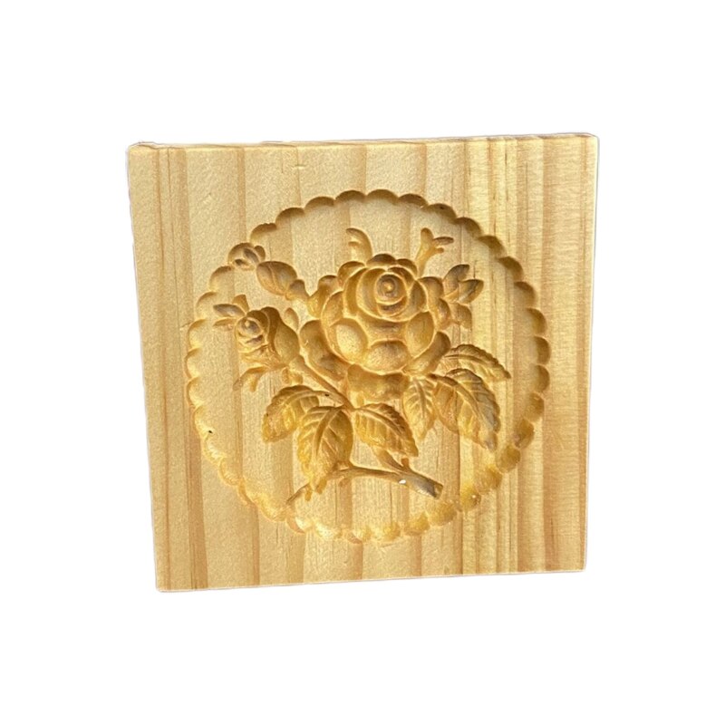 H7EA Exquisite Vivid Pattern Cookie Mold Pine Cones Flowers Windmill Shape Durable Wooden Cookie Biscuit Press Stamp Molds: Flowers