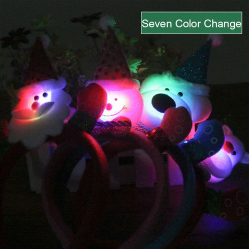 Diademas LED de Navidad para niños , diadema para el pelo de Año , Papá Noel, ciervo, muñeco de nieve, oso, 4 estilos, diadema de Navidad, decoración, novedosos