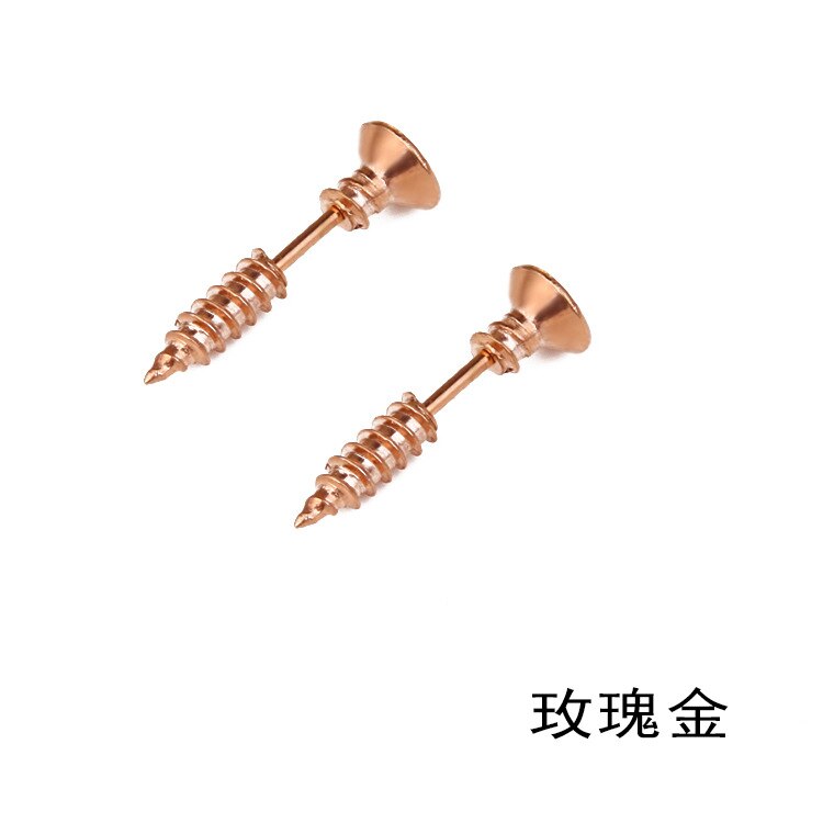 1Pc/2Pc Punk Stijl Roestvrij Staal 10 Kleuren Stud Oorbellen Mannen Vrouwen Oor Sieraden Rock Gothic Unisex piercing Oorbel: Rose Gold / Single