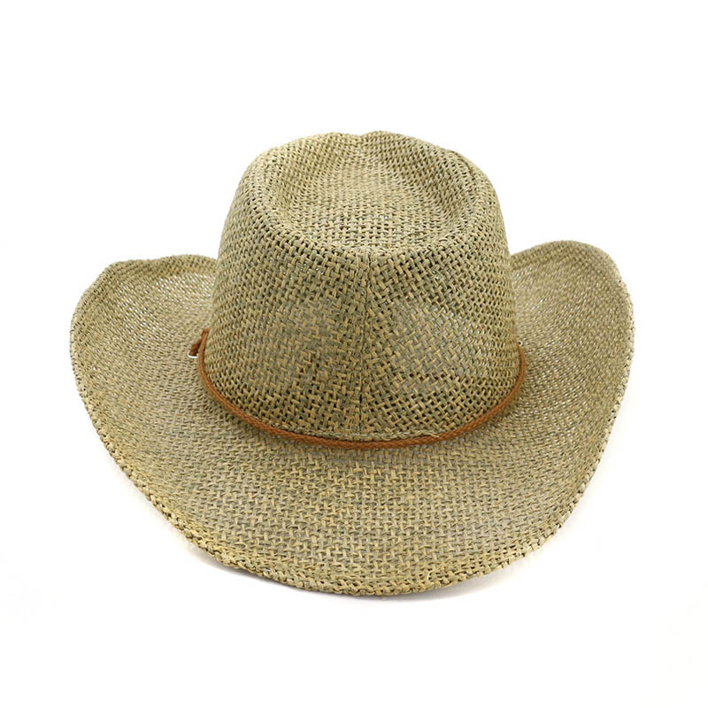 Summer handwork men women western straw cowboy hat jazz hats gentleman wide brim boater panama straw caps sun hat couple hats