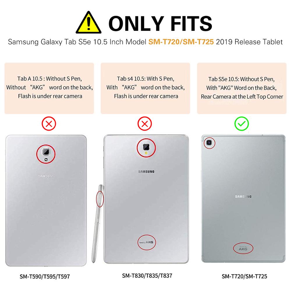 Fodral för samsung galaxy tab  s5e 10.5 release, smalt pu läder skalskydd stativfodral med auto wake/sleep för galaxy tab  s5e