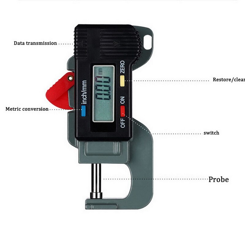 Electronic Digital Thickness Gauge Meter Precise Electronic Micrometer 0-12.7mm 0.01mm/0.0005mm Thickness Micrometer