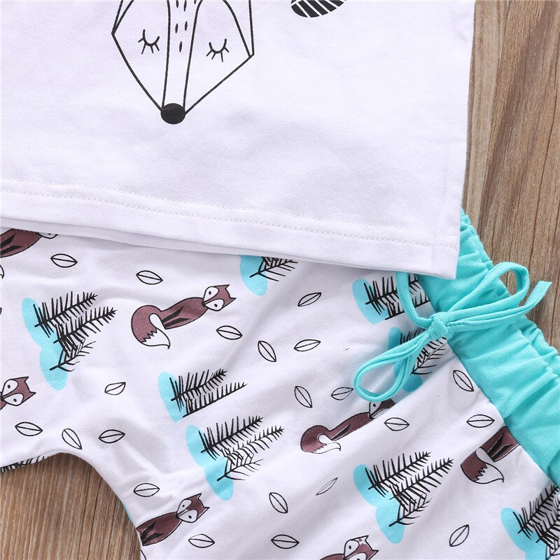 Pudcoco 0-2y sommar nyfödd bebis pojke flicka kläder set liten drömmare räv t-shirt toppar+byxor kläder kläder baby kläder set