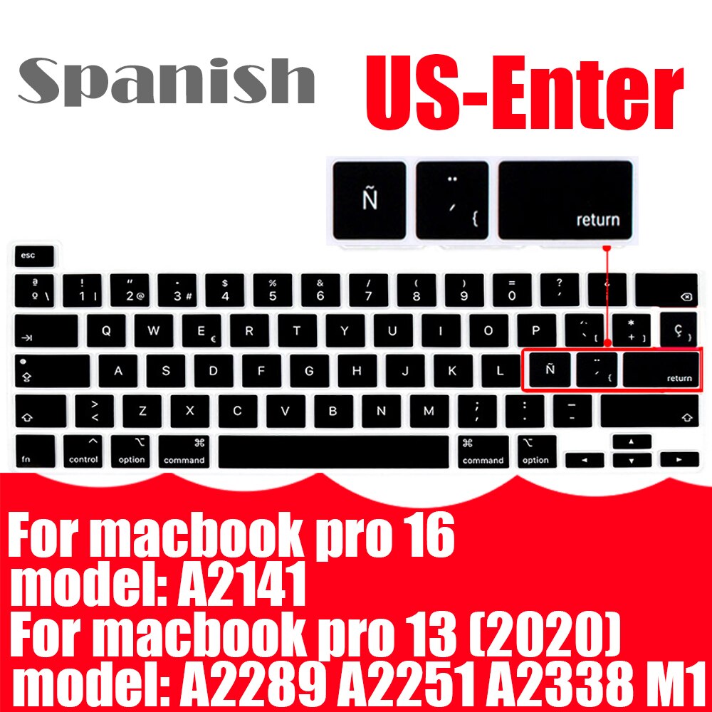 Z ñ hiszpańska osłona klawiatury Protector dla Macbook Air13 A2337A2179 dla Macbook Pro13 A2338A2289 A2159 klawiatura folia ochronna: US Pro13 15 16 2020