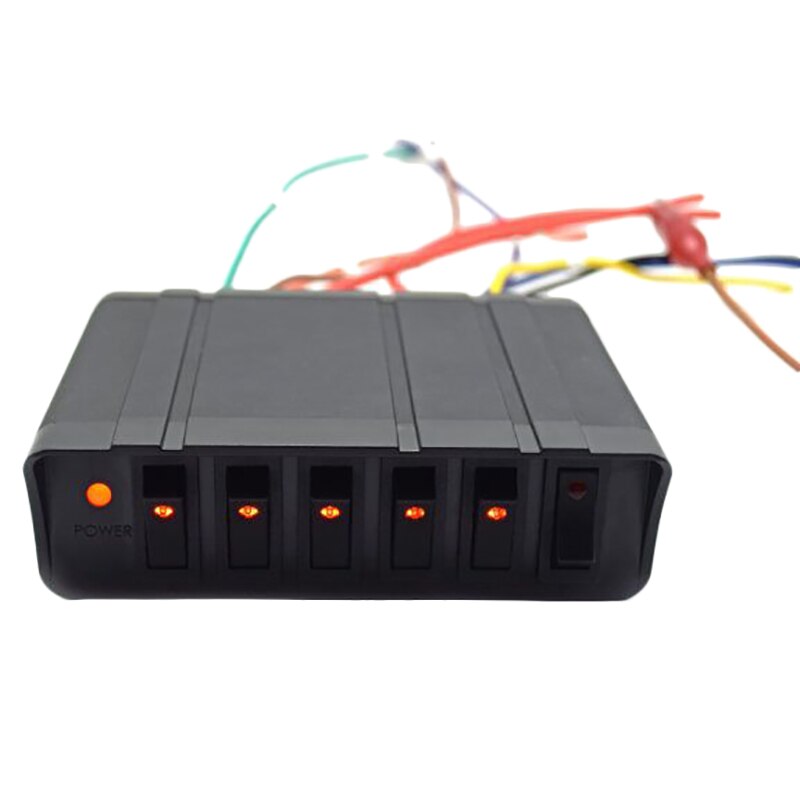 6 Digit Automotive Rocker Switch Panel On/Off Switch Box 20A Rocker Switches