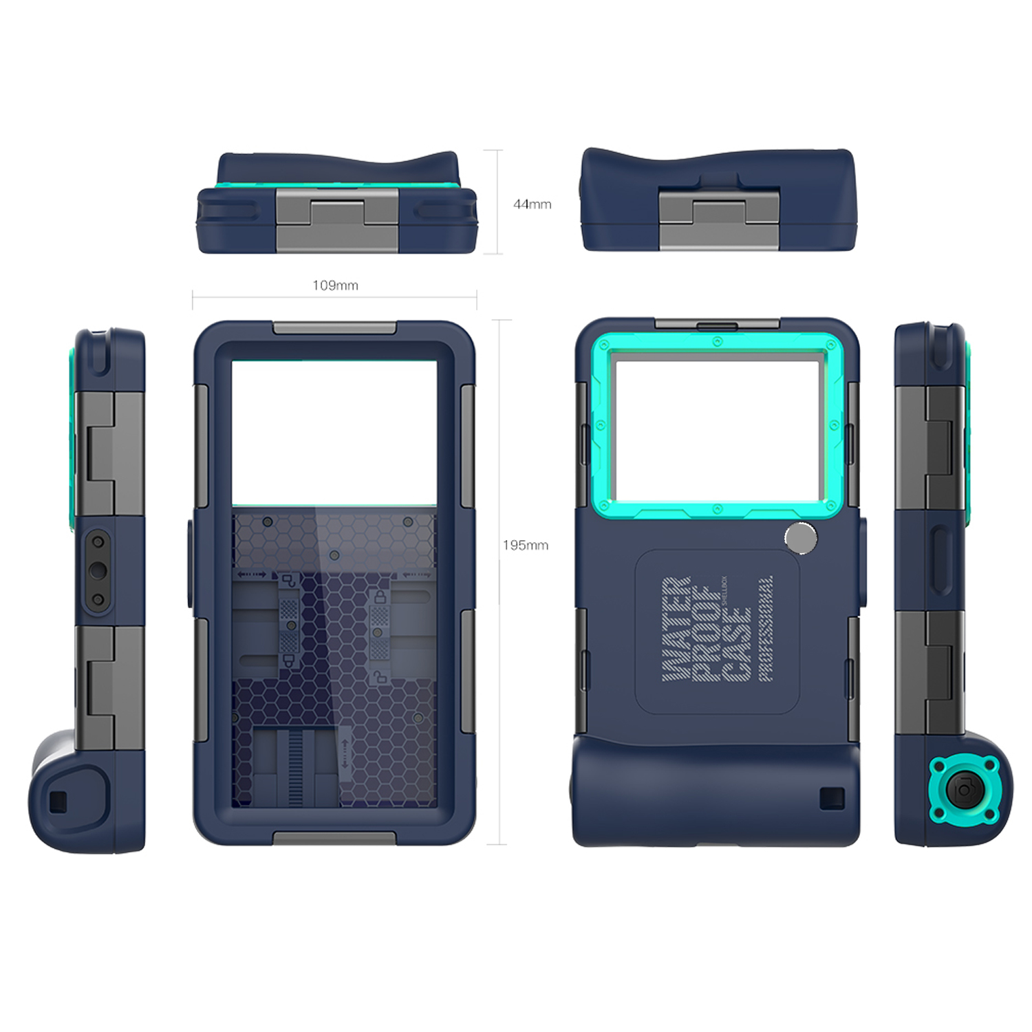 Shellbox Nieuw geüpgradede veelkleurige IP68 standaard 15M/50ft duiken/zwemmen fotografie professionele duiken waterdichte telefoonhoes: Blauw