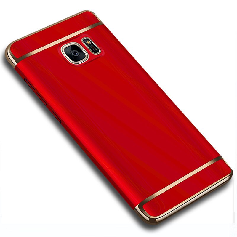 YueTuo Luxury Case For Samsung Galaxy S7 S 7 edge S7edge Original Gold black Ultra Slim Matte Hard Plastic Phone Cover Coque: For S7edge / red