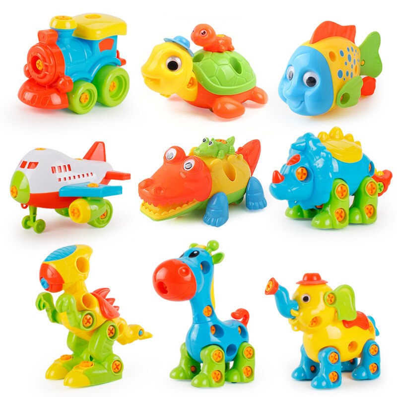 Early Learning Education DIY Screw Assembly Engineering Vehicle Detachable Assembly Dinosaur Practical Ability Educational Toys