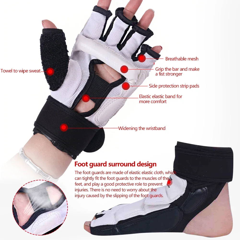 1 Juego de guantes de cuero para pies de Taekwondo, Protector de tobillo para Karate, boxeo, artes marciales, calcetín, entrenamiento, equipo de Protección deportiva