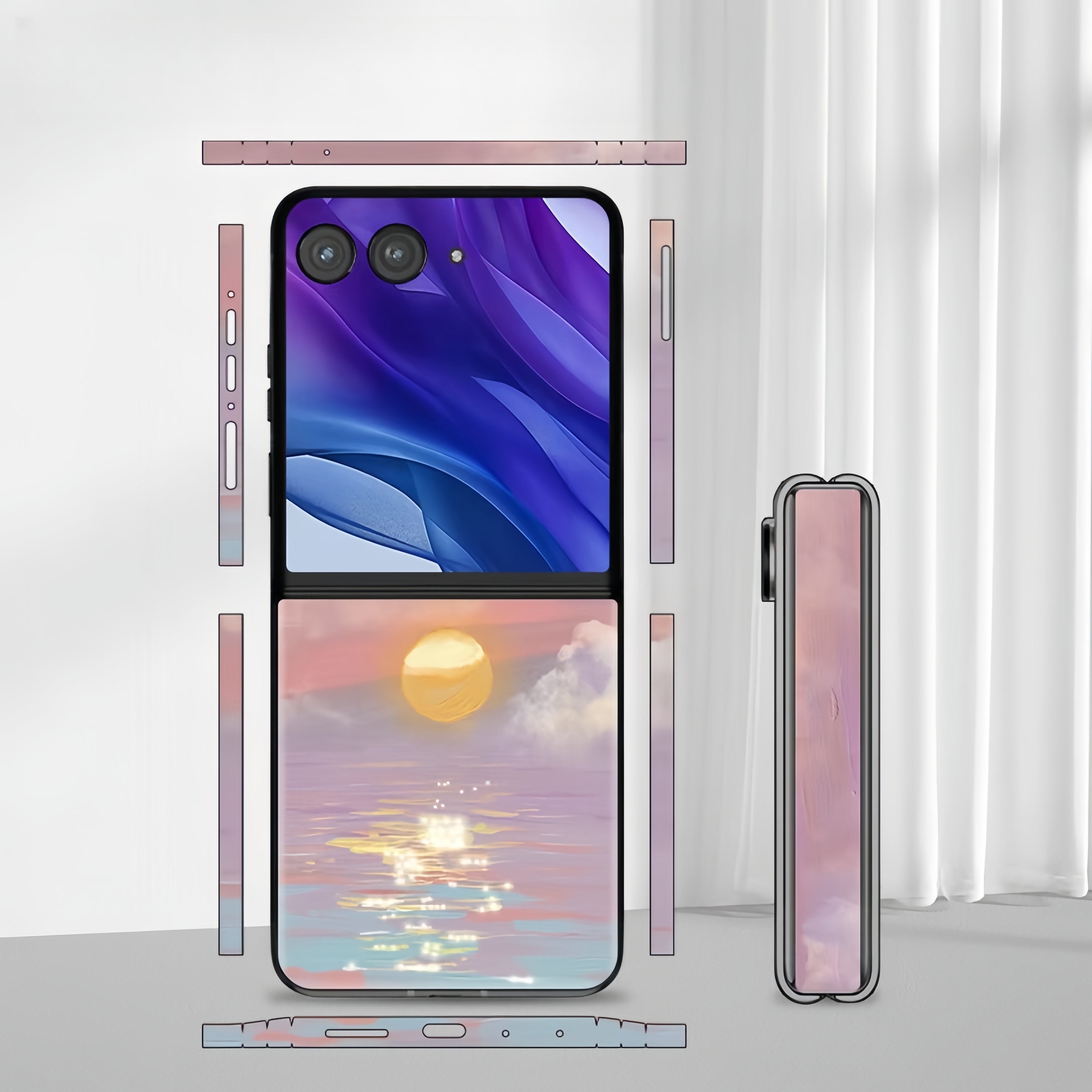 Colorful Anti-Scratch Phone Skin For Motorola Razr 40 50 Ultra Back + Hinge Decal Matte Film For Moto Razr 40 50 Decal Sticker