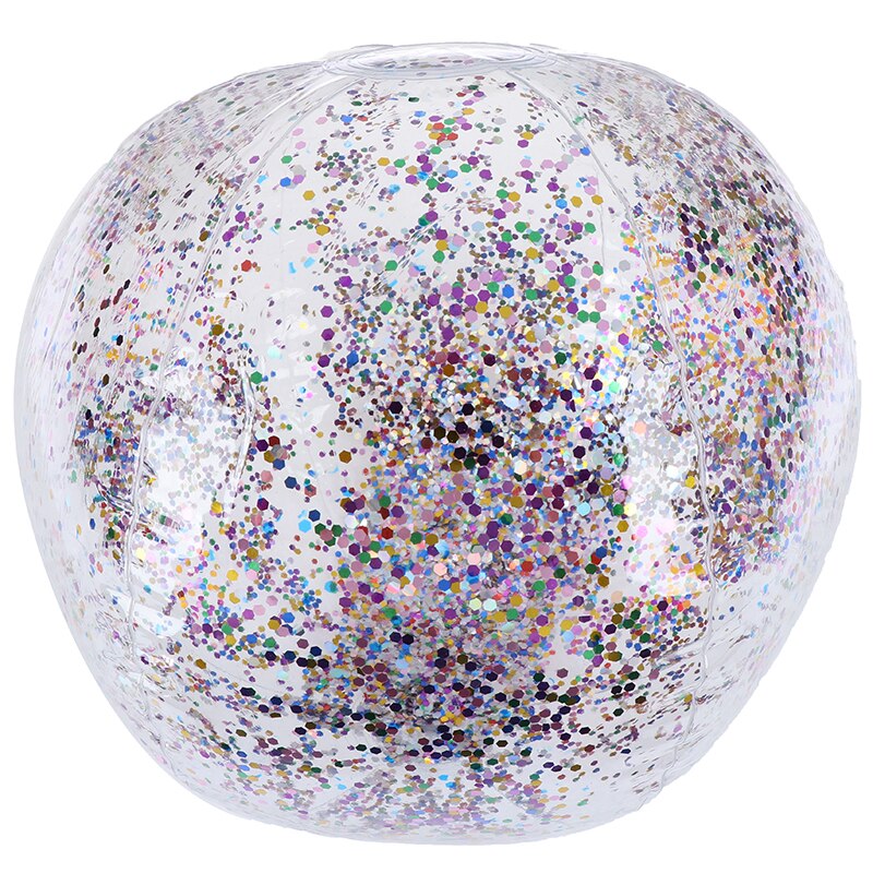 Kinder Bling Transparent Schwimmen Ball Spielzeug Runde Aufblasbare Pailletten Innen PVC Strand Ball Schwimmen Pool Schwimm Spielzeug