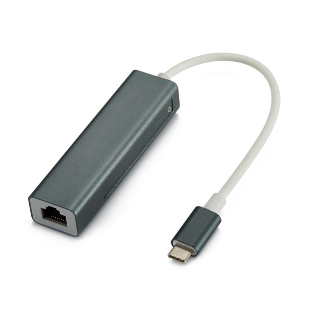 Usb C Hub Gigabit Ethernet Rj45 Lan Adapter Usb Type C Naar Usb 2.0 Hub 10/100 Netwerkkaart Voor Macbook