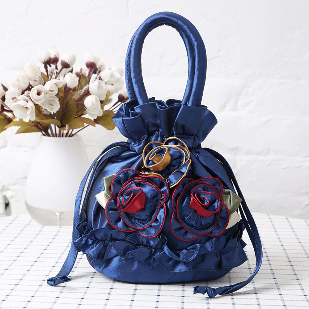 Dames zijden mini handtas voor vrouwen op reis kleine dames handtassen kleine dames handtassen damestas: Blauw