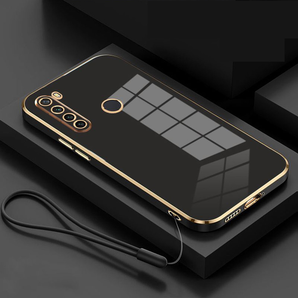Para Realme 5i funda Realme 5 funda de teléfono Realme 5S Realme 6i Realme 6 6s revestimiento cuadrado de lujo cubierta trasera a prueba de golpes: ABS / Negro