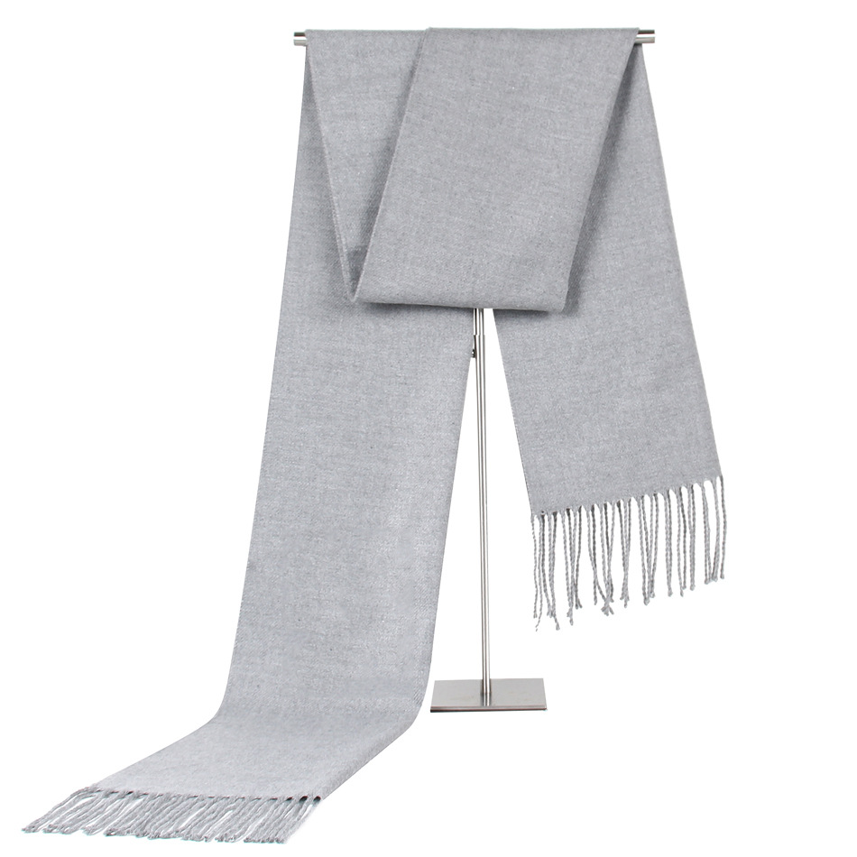 Solidt tørklæde mænd vinter tørklæder mandlige imiteret kashmir varmt tørklæde med kvaster sjaler halstørklæde luksusmærke vinter tørklæde: 3