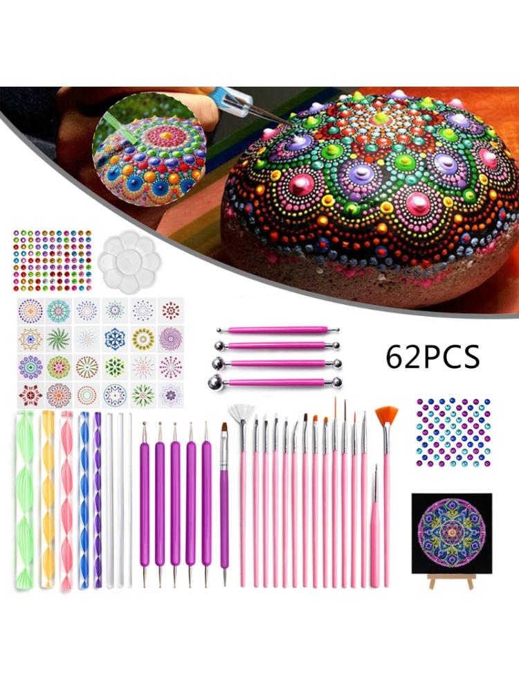 MeYuxg Mandala Dotting Tools Set van 41 mandala-sjablonen, schilderaccessoires, puntschildergereedschap, mandala, gebruikt voor doe-het-zelf tekeningen, rotsschilderijen en tekeningen