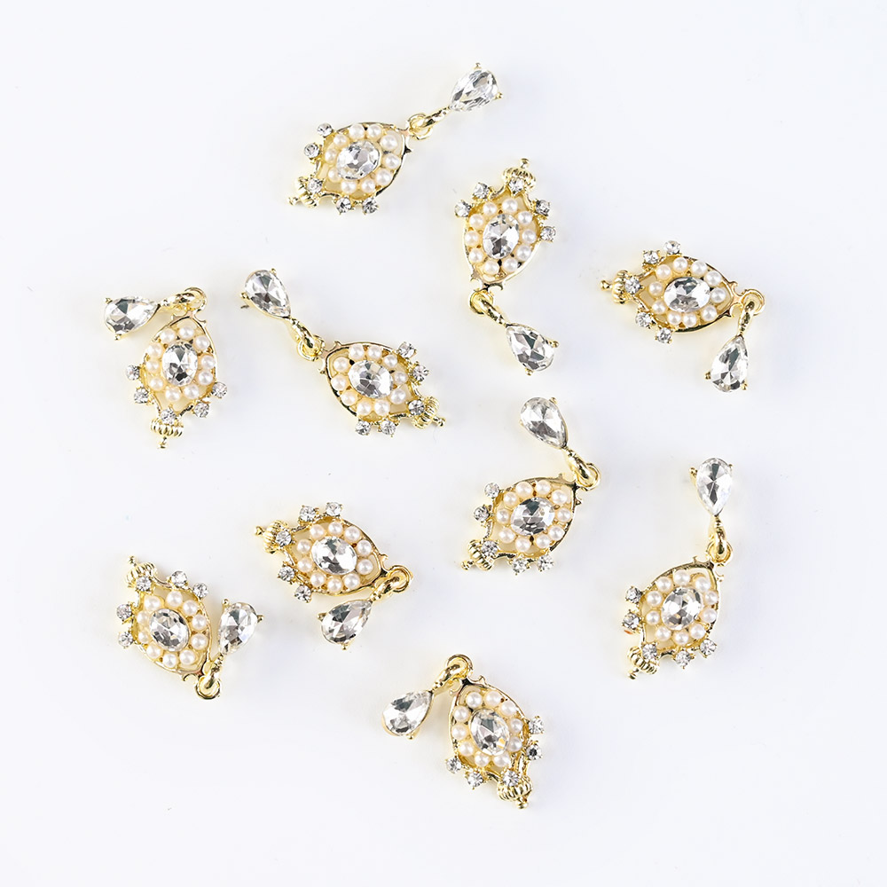 10pcs-Heart Jewelry Nail Dangle Charms Angel With Pearls+Rhinestones Decors For Acrylic Nails 18 Manicure Decorations #F2: JE0752