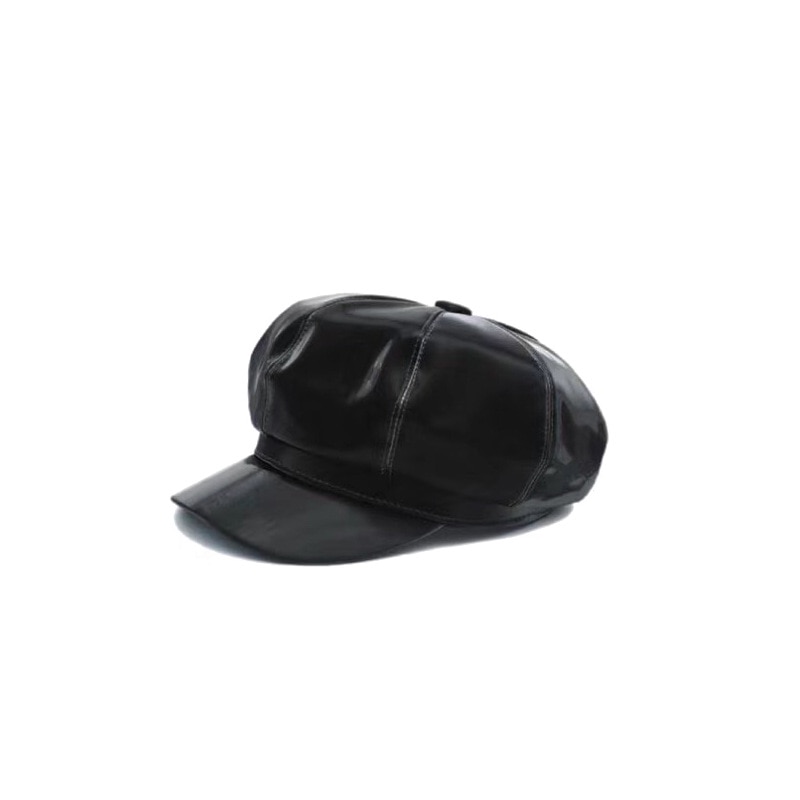 Beret vinter kvinner marine lue hul skinn lue menn lue skinn åttekantet hatt fest britisk retro cap beret