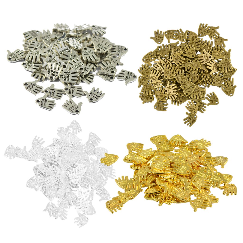 200 Stuks Hand Gemaakt Label Hand Palm Vinger Vormige Charms Hanger Bevindingen