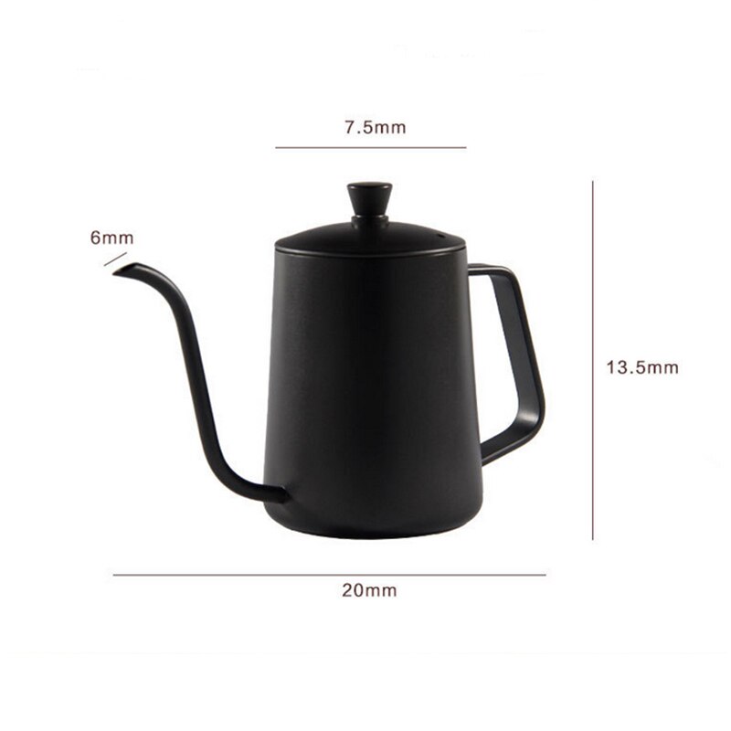 Tetera de goteo de 350ml y 600ml, teflón antiadherente para café o té, hervidor de goteo de acero inoxidable con cuello de cisne y boca fina