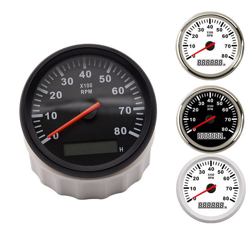 85MM Gauge with Tacho Sensor M16 for Gasoline Diesel Engine Tachometer 3KRPM 4KRPM 6KRPM 8KRPM With Hourmeter Red Backlight