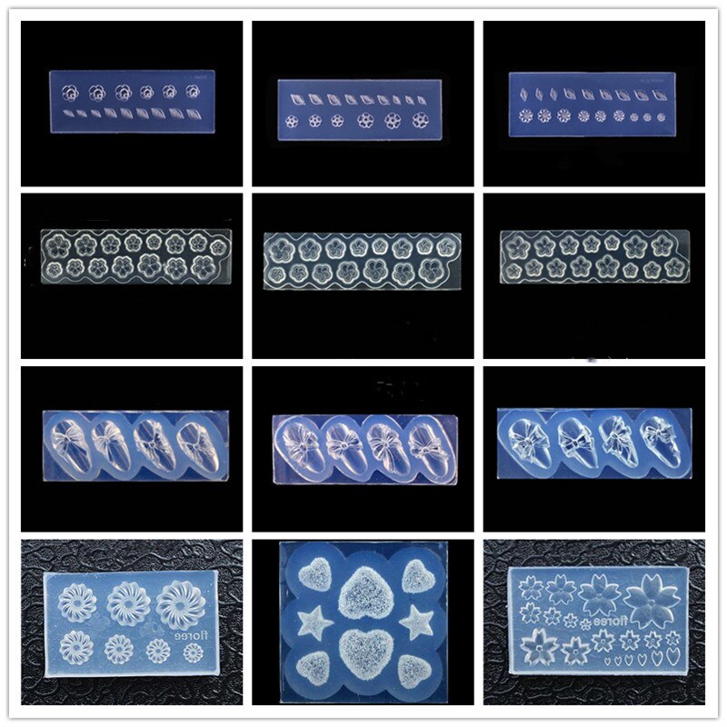 3D Carving Silicone Mold Nail Stamping Camellia/Shell/Bow Tie/Star Pattern DIY UV Gel Acrylic Crystal Nails Template 3 Style