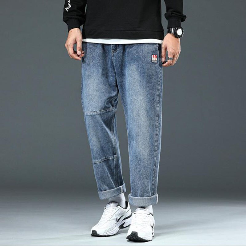 Men Korean Fashoins Harem Pants Jeans Hombre Straight Harajuku Baggy Denim Trousers Men Jeans Loose Plus Size 48
