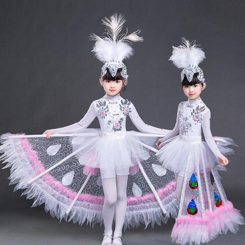 Children's Day Dance Costumes Kindergarten National Dancing Uniform Carnival Girls Peacock Stage Performance Clothing