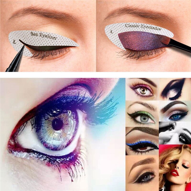 4 hojas plantilla para delinear ojos de cola de pescado de sombra de ojos delineador de ojos modelos plantilla para molde herramientas plantilla para marcar cejas DIY herramienta de maquillaje