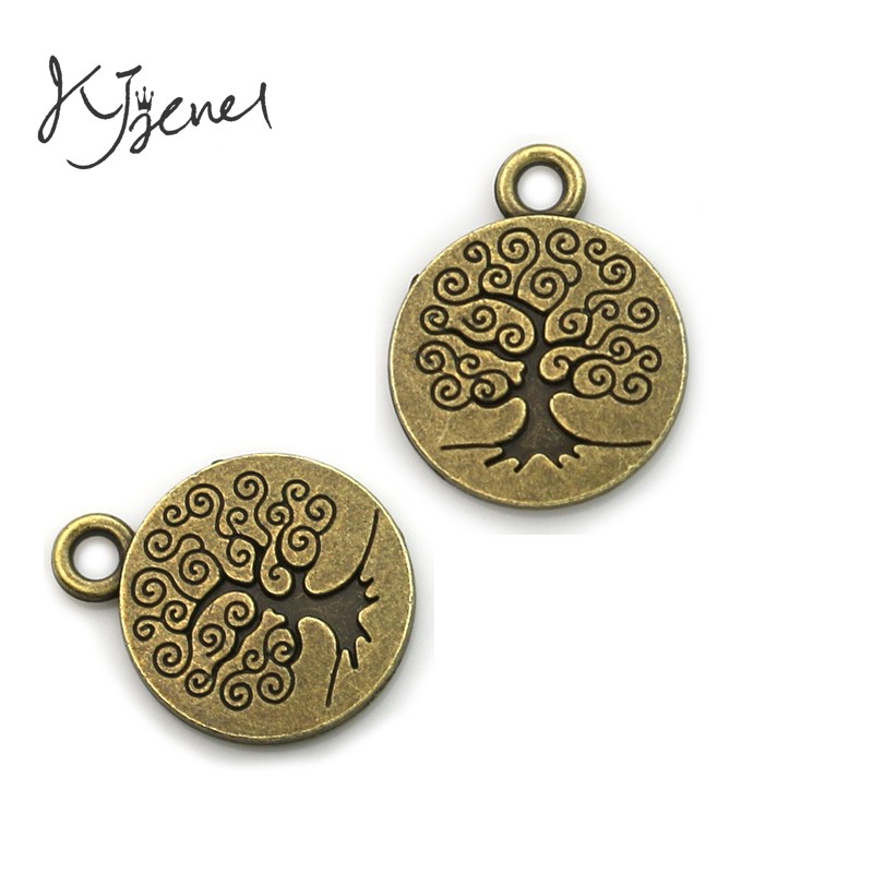 Antiek Zilver Brons Plated Tree of Life Charms Hangers voor Ketting Armbanden Sieraden Maken DIY Craft Handgemaakte 19x15mm