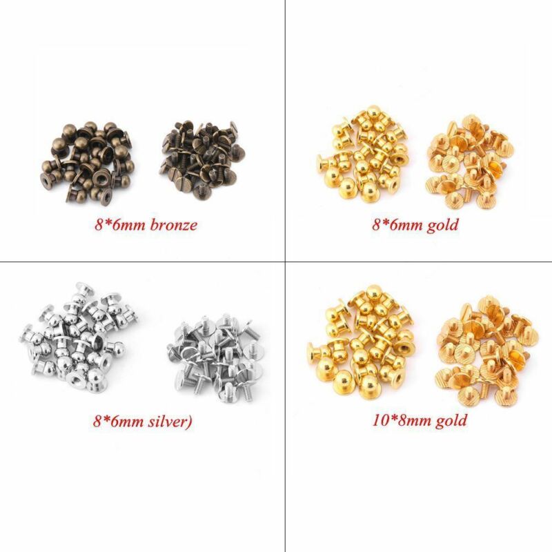 20Pcs Screwback Stud Schroef Ronde Kop Massief Messing Nail Klinknagel Knop Diy Leer