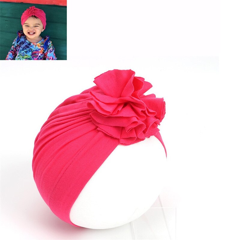Söta småbarn barn bebis pannband flicka pannband bomull knut rosett turban pannband stretchigt flicka hårtillbehör pojke huvudbonader: En mörkrosa