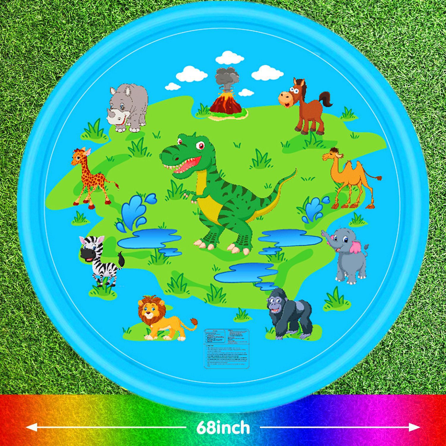 Tappetino per spruzzo d&#39;acqua per bambini giocattoli da esterno per bambini Dolphin Shark Sport Mat Dinosaur Rainbow Water Spray Mat giocattoli divertenti estivi: 170cm4