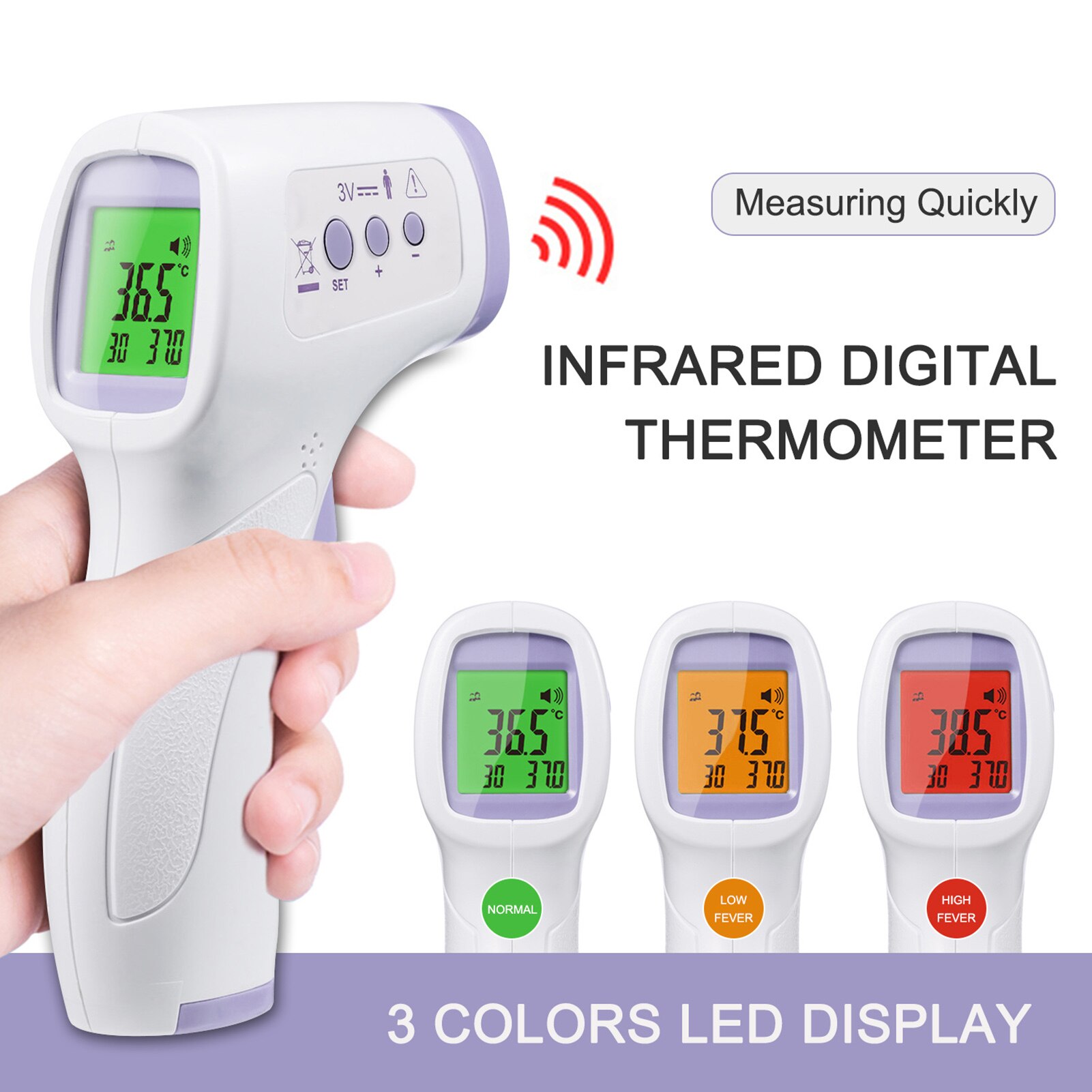 10 Stuks Voorhoofd Thermometer Non-Contact Infrarood Lichaamstemperatuur Meting Kleur Backlight Thermometer