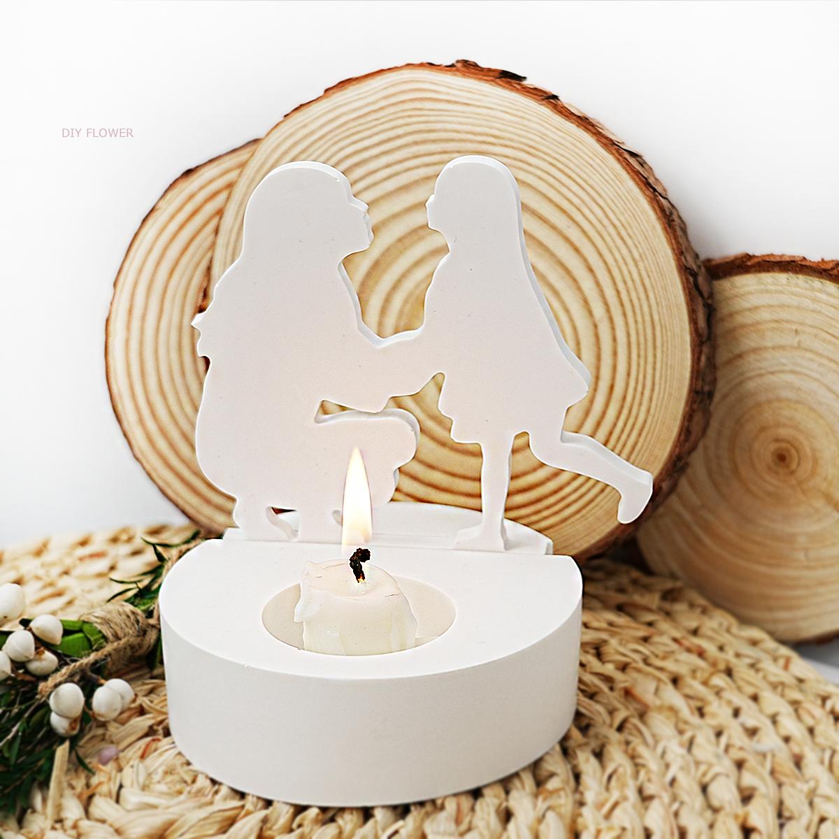 Portavelas para madre e hija, molde de silicona DIY en cuclillas para mamá, chica bailando, molde para candelabro 3D, para el día de la madre, decoración del hogar