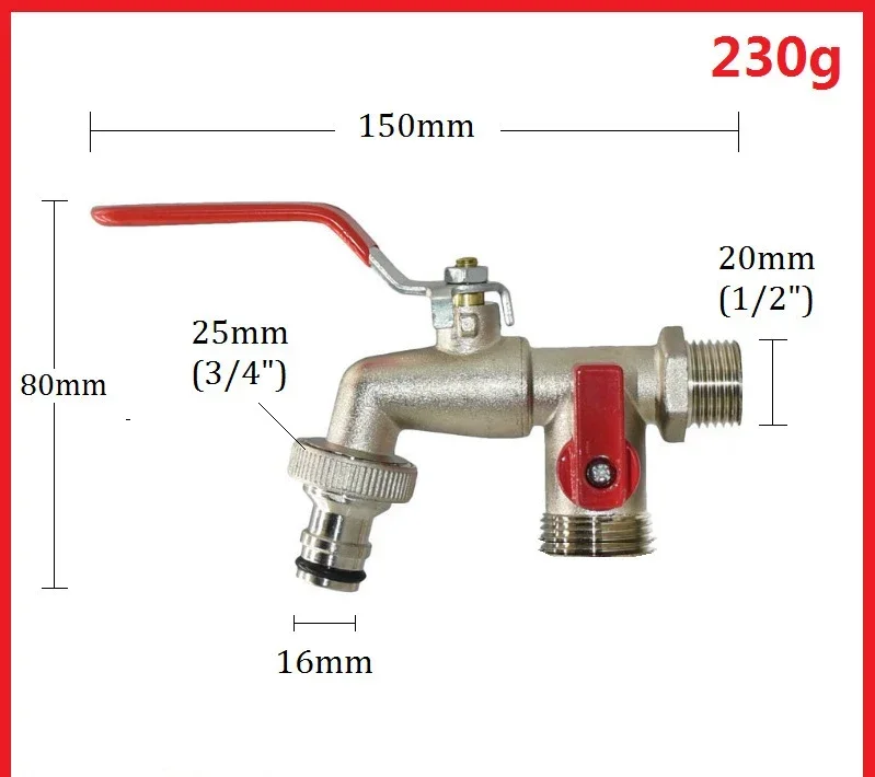 Garden Tools Brass Water Faucet 1/2" Outside & Inside Used Easy Turn On/Off Lever Handle Watering Supply Taps Ball Valve: Red