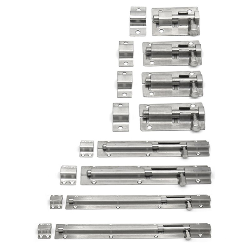 Verrous de porte de meuble de 4/5/6/8/10/12 pouces, serrure en acier inoxydable, loquet de chaîne de porte coulissante pour quincaillerie de portail