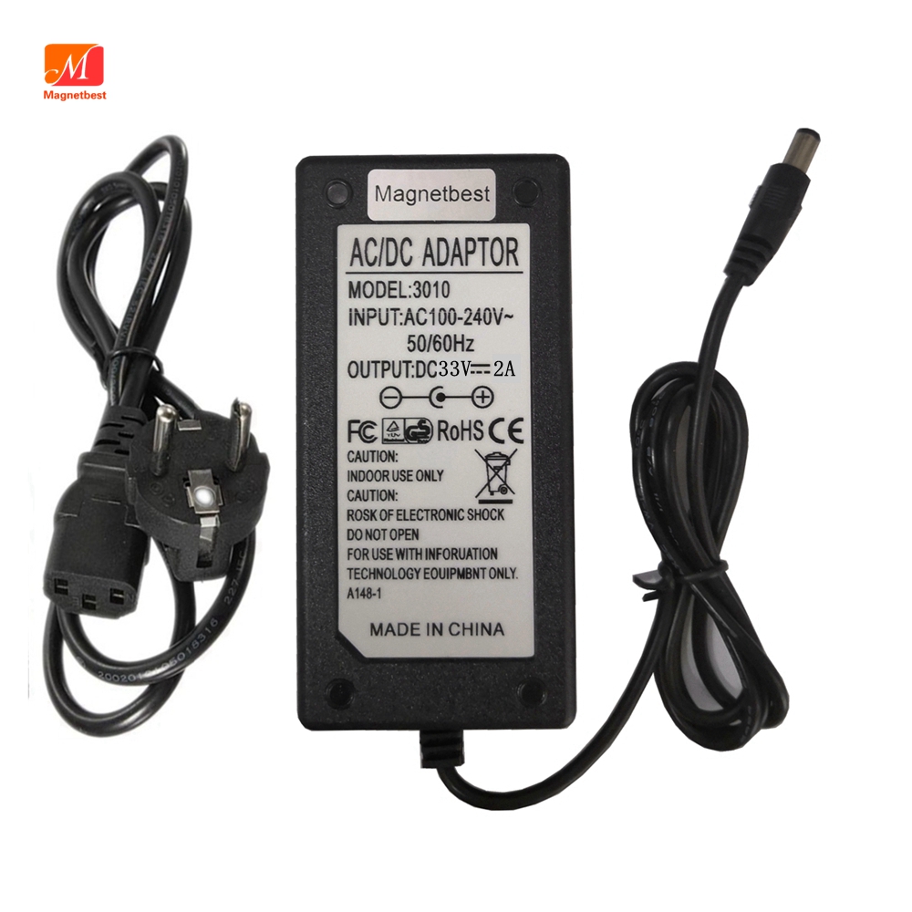 Adaptador de fuente de alimentación de 33 V 2A 2000mA, convertidor DC 33 V Volt 5,5x2,1mm-2,5mm, transformador de Cable de enchufe para UE, EE. UU., AU, Reino Unido