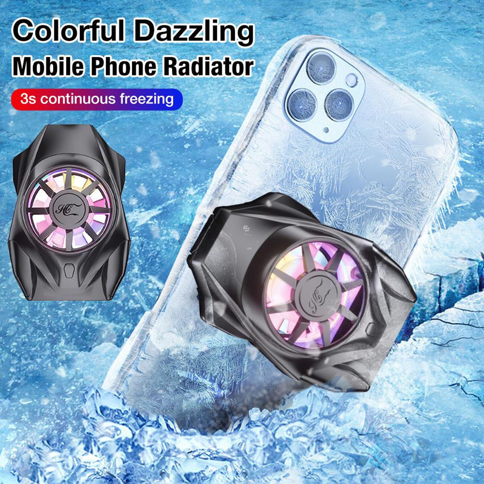 5V USB Power Mobile Phone Cooler Radiator Adjustable Mobile Phone Heat Dissipation Holder Bracket Radiator with Colorful Light