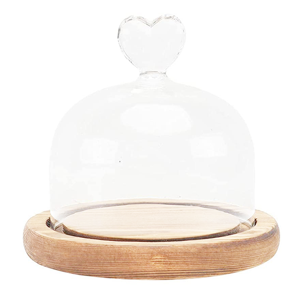 Pot de Cloche en verre avec Base en bois, couverture anti-poussière, ornement de bureau de chambre à coucher pour la maison, fête de noël: 03