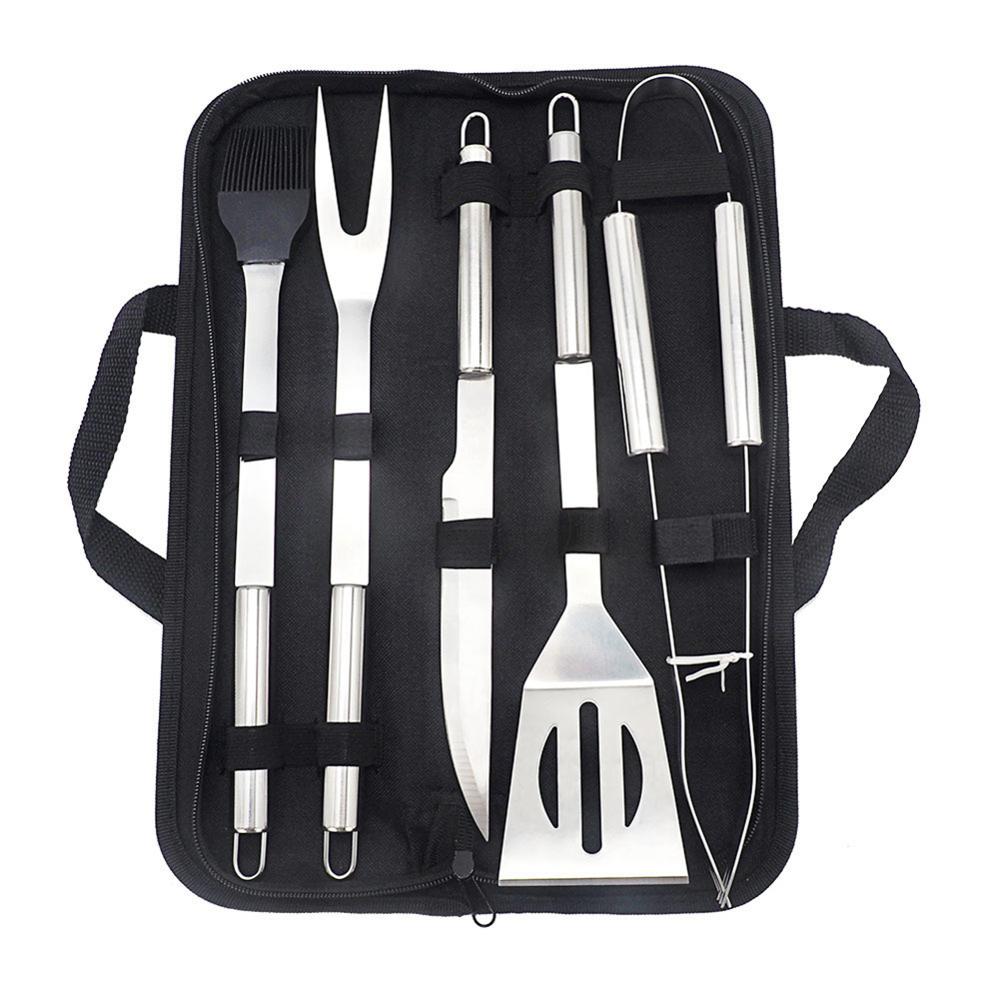BBQ Set Stainless Steel Utensils Kit Outdoor Grill Tools Cases 5 Piece 40DC20