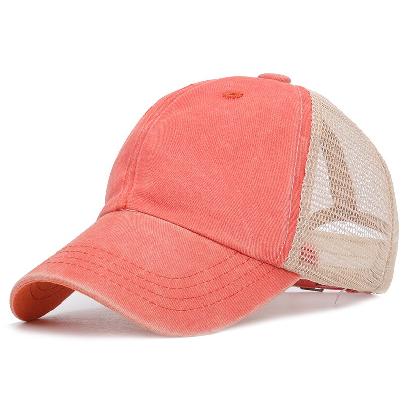 Retro Summer Mesh baseball Cap Spring Snapback Women Men Washed Cotton Adjustable Hat Trucker Vintage Sport Shades: Orange