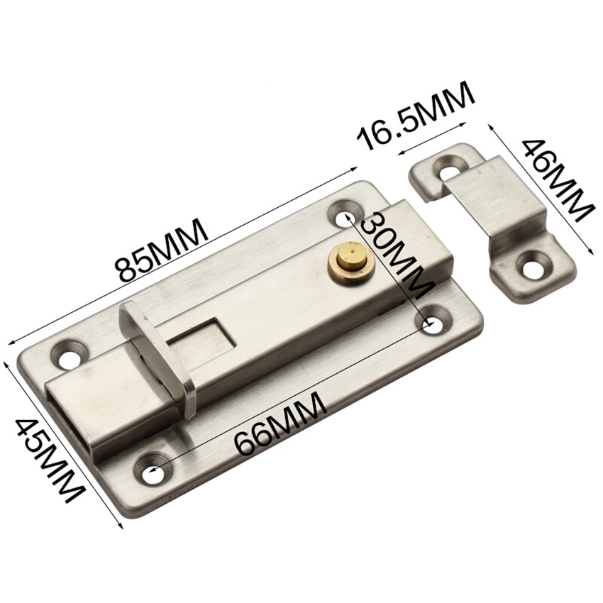 4 Inch Rvs Deurslot Sliding Lock Barrel Bolt Automatische Voorjaar Klink Veiligheid Slot Voor Hotel Kantoor Thuis Kabinet