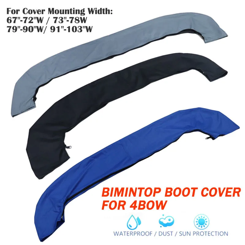 600D 4-Bogen-Bimini-Top-Kofferraumabdeckung ohne Rahmen, Yacht-Bootsabdeckung mit Reißverschluss, UV-beständig, wasserdicht, staubdicht, Marine-Zubehör