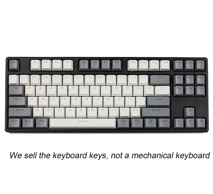 Pink Purple Blue Mechanical Keyboard Key Cap 104/87 Keycap ABS Transparent Key Cap For Gaming Mechanical Keyboard MX Keycaps: gray White