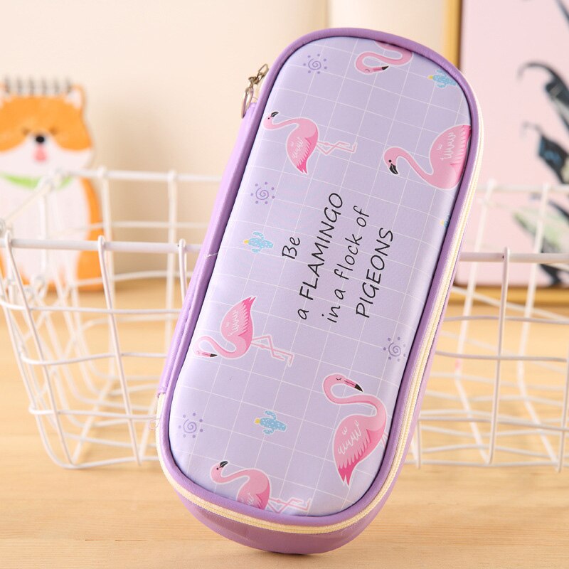 Creatieve Etui Pu Leer Pen Tassen Rits Potlood Zakken Pen Houders Grote Opbergtas Schoolbenodigdheden Briefpapier Potlood Doos: Purple pen bag