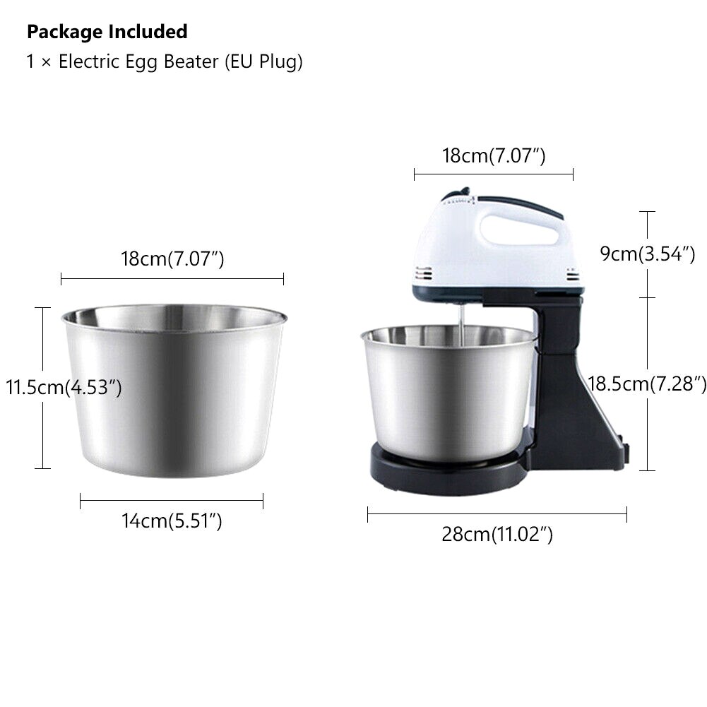Multi-use Mixer Electric Food Egg Hand Mixer Cake Dough Stand Blender Bowl Beater 7 Speed Mixing Kitchen Egg Tools E2S