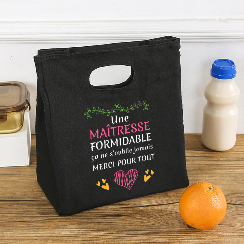 Merci Maîtresse geïsoleerde lunchtas voor dames Koeltas Thermische tas Draagbare lunchbox Zakken Ijspak Tote Voedsel Picknickzakken Cadeau