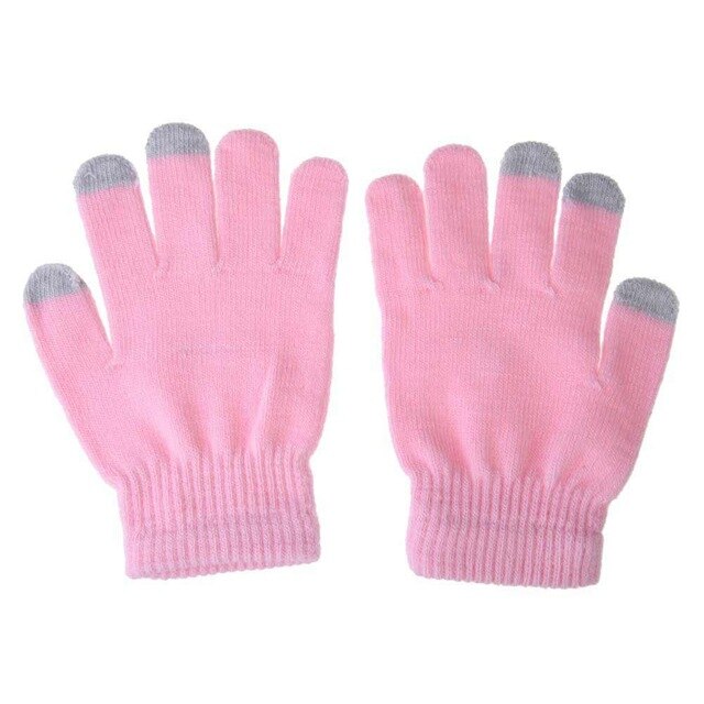 Valink Unisex Winter Warm Capacitive Knit Gloves Hand Warmer for Touch Screen Smart Phone Female Gloves: pink