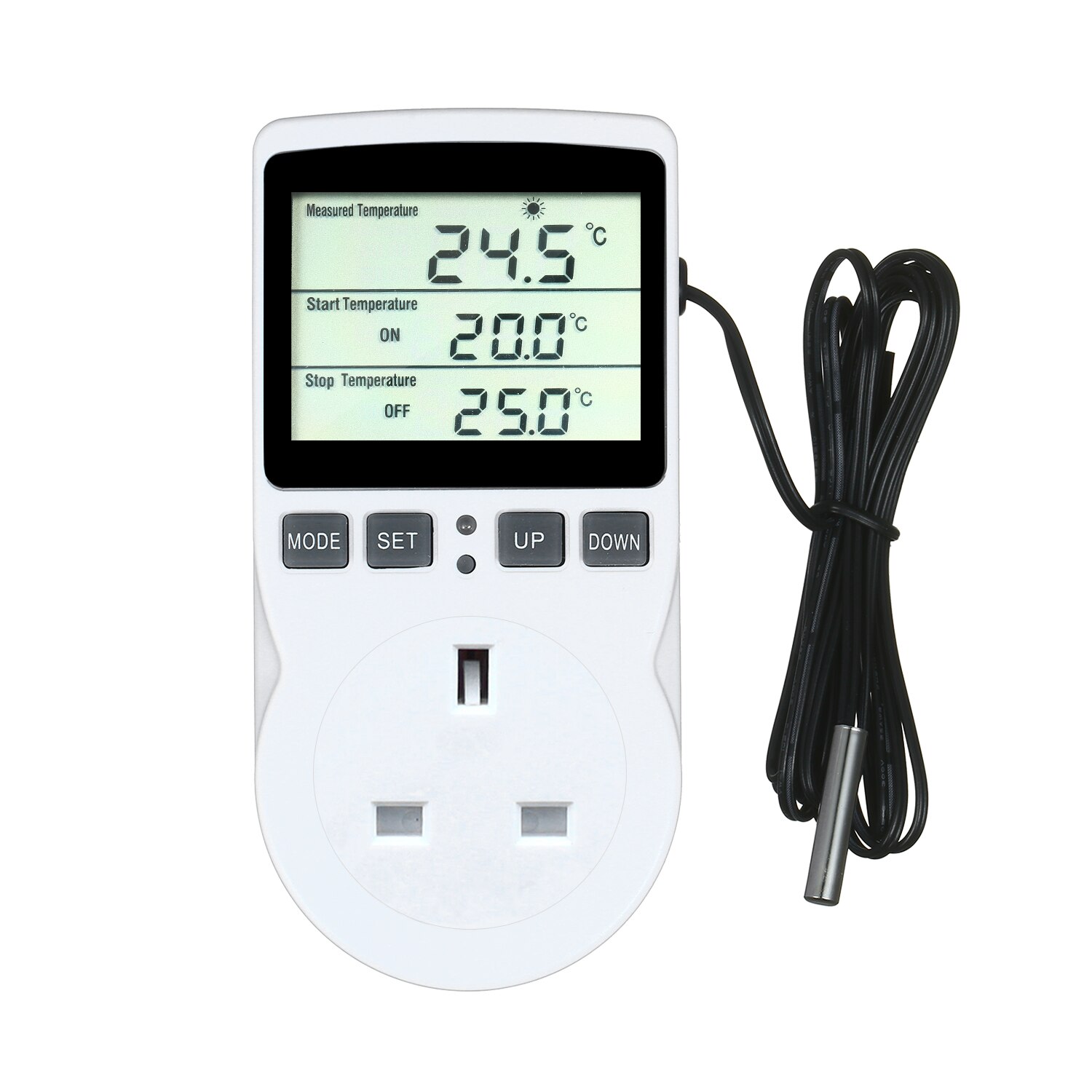 Digital Thermostat Controller for Terrarium Aquarium Reptiles Temperature Controlled Outlet with Timer and Probe: UK plug